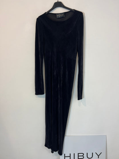 CORTANA. Vestido midi terciopelo azul. T 38 (tara)