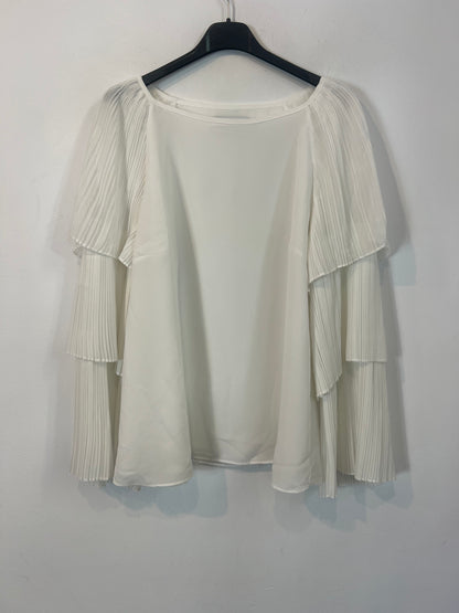 PEDRO DEL HIERRO. Blusa blanca volantes T.m