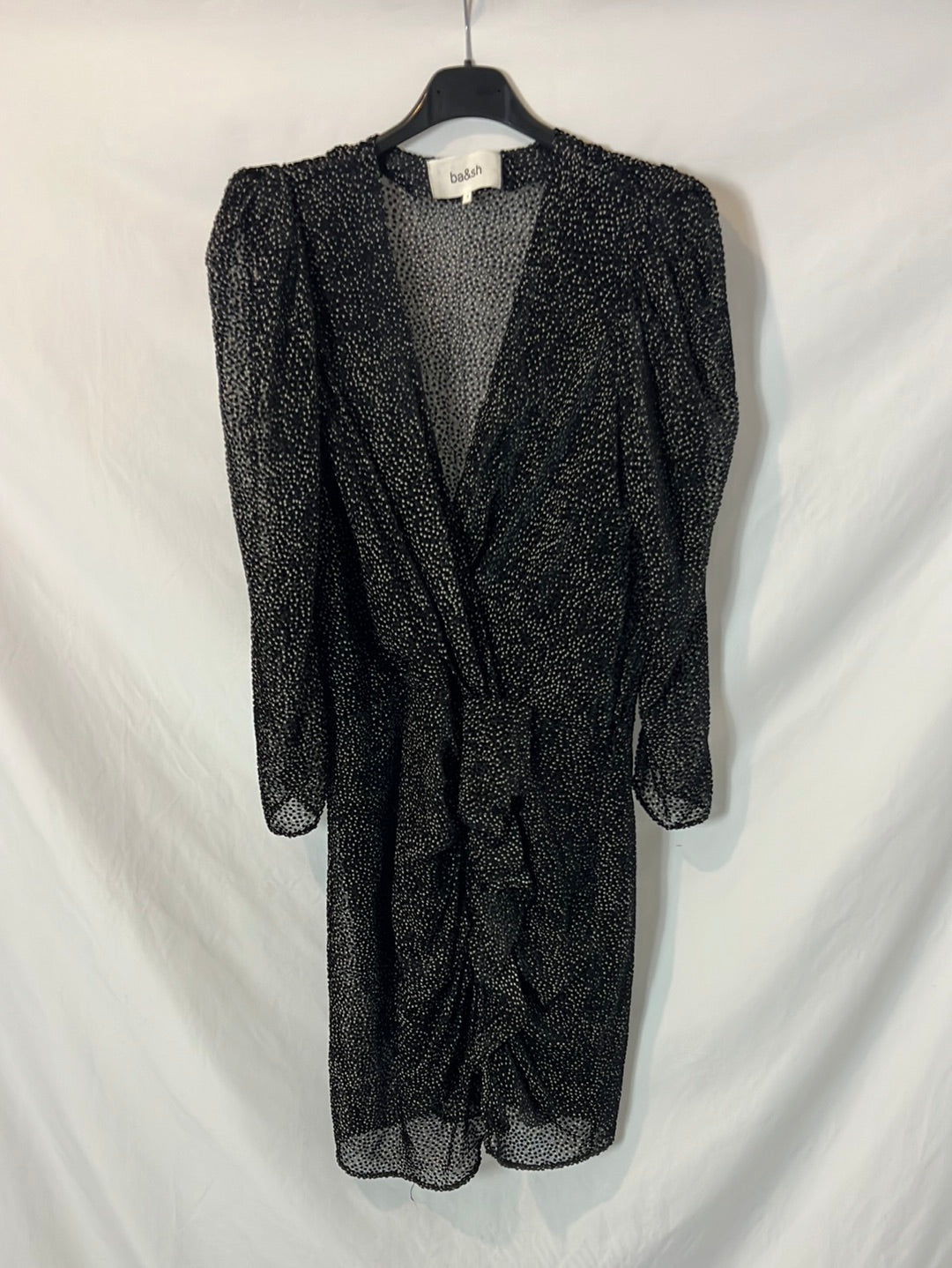 BA&amp;SH. Black polka dot velvet dress. Size 2 (M)