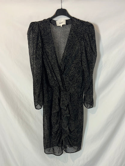 BA&amp;SH. Black polka dot velvet dress. Size 2 (M)