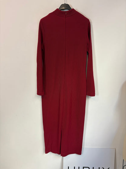 BIMANI. Vestido midi textura burdeos