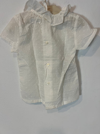 MANGO. Blusa plumeti blanca. T 9-12 meses