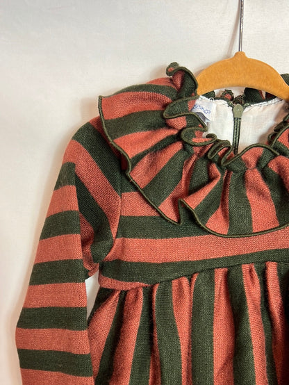 ANCAR. Vestido rayas granates y verdes