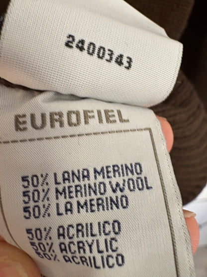 PEDRO DEL HIERRO. Jersey logo marrón lana
