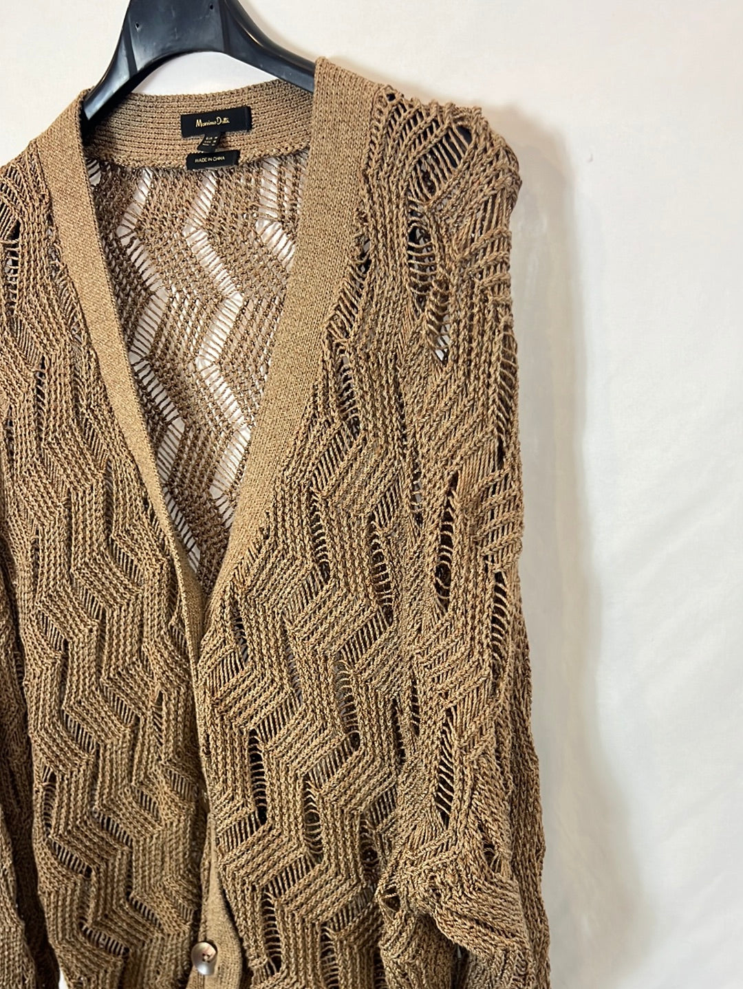 MASSIMO DUTTI. Rebeca beige punto abierto T.m