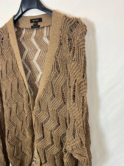 MASSIMO DUTTI. Rebeca beige punto abierto T.m