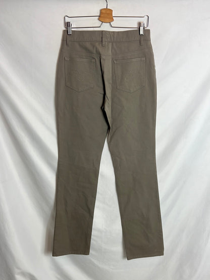 ESCADA SPORT. Taupe stretch straight-leg trousers. Size 38