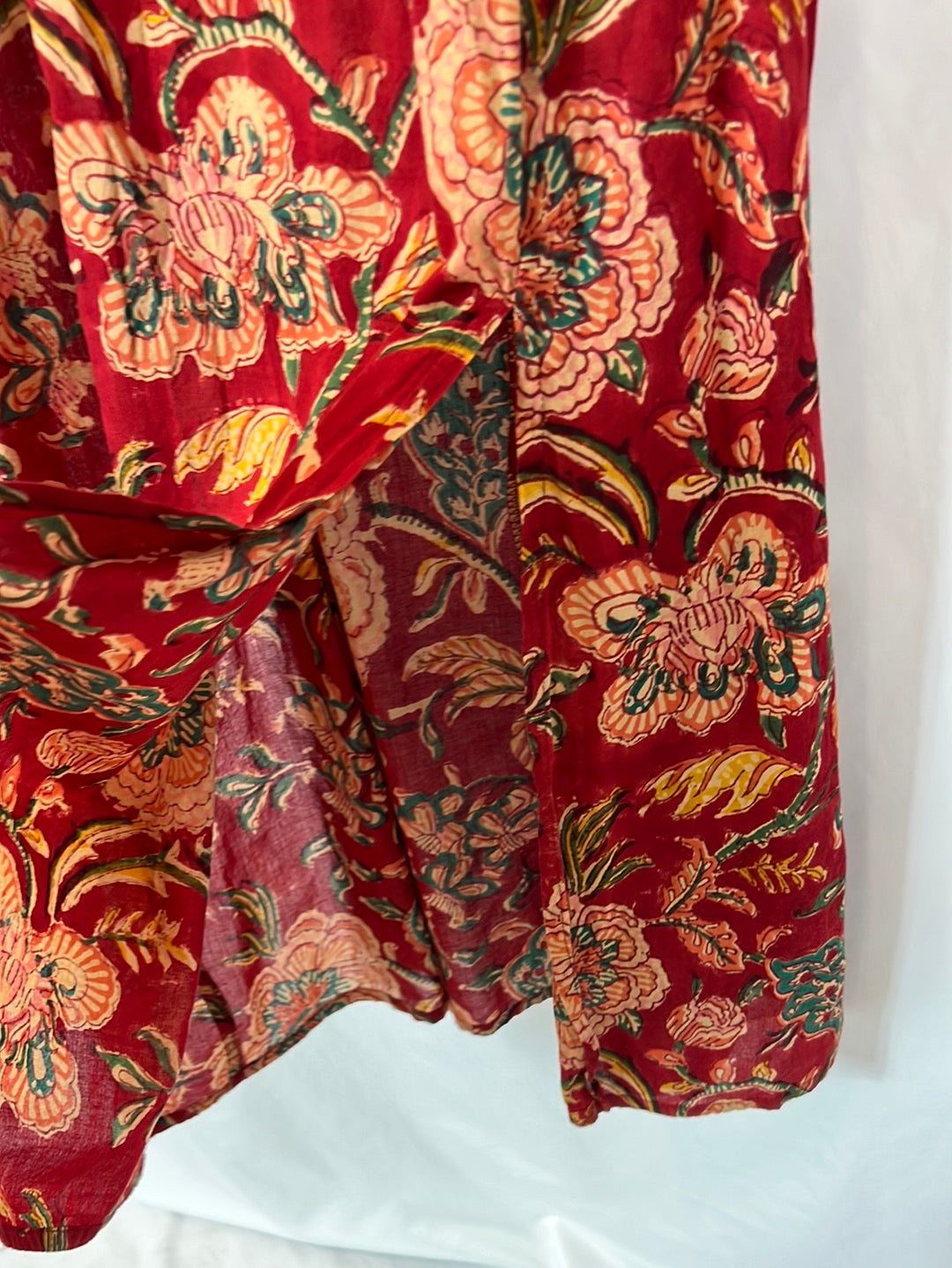 MANGALAM. Burgundy floral midi dress Ts/m