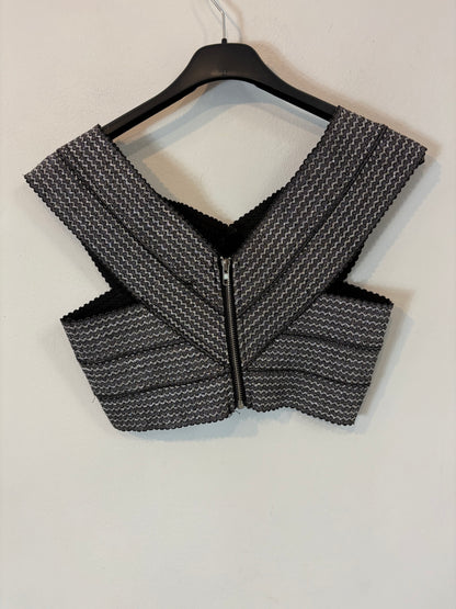 OTRAS. Crop top elástico hilos plateado. T S/M