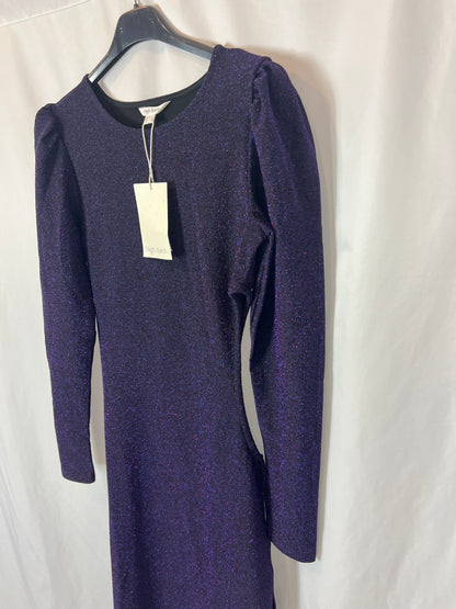 HIGH SPIRITS. Long purple dress with slits. TS