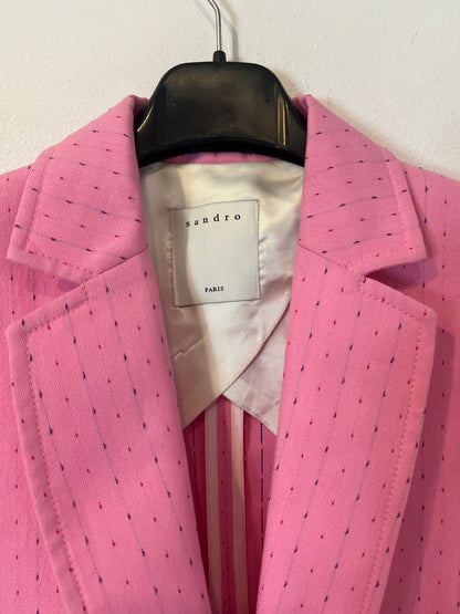 SANDRO. Traje de chaqueta rosa rayas T.36/38