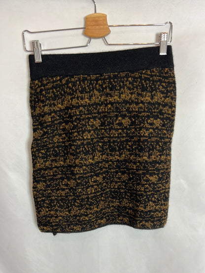 AMERICAN VINTAGE. Black and camel mottled alpaca skirt. TM