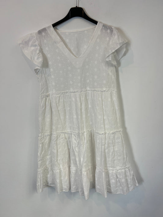 OTRAS. Vestido corto algodón bordados. T S