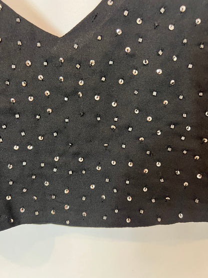 ZARA. Crop top negro pedrería. T XS