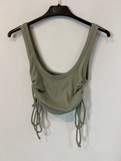 ZARA.top verde fruncido T.s