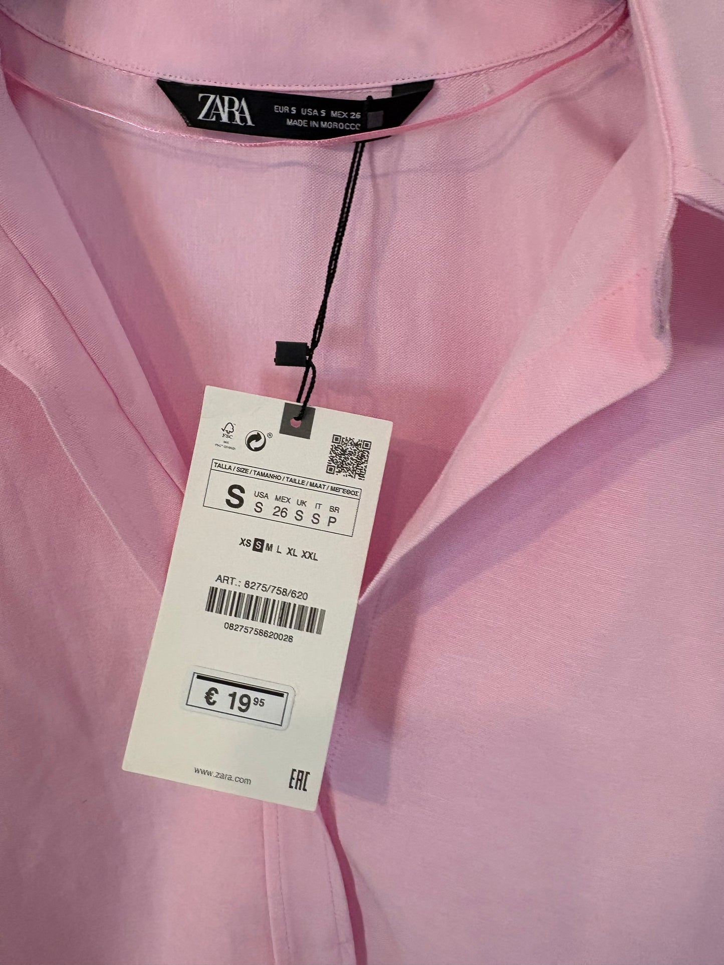 ZARA. Camisa rosa oxford