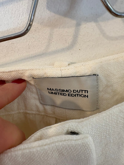 MASSIMO DUTTI Limited Edition. pantalón 100% lino en crudo