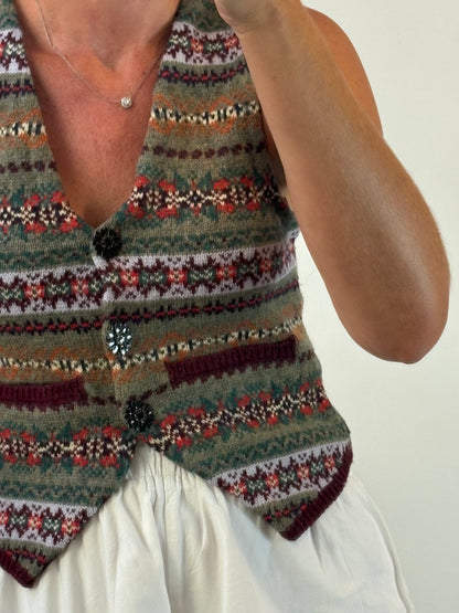 ZARA. Chaleco estampado con lana. T S