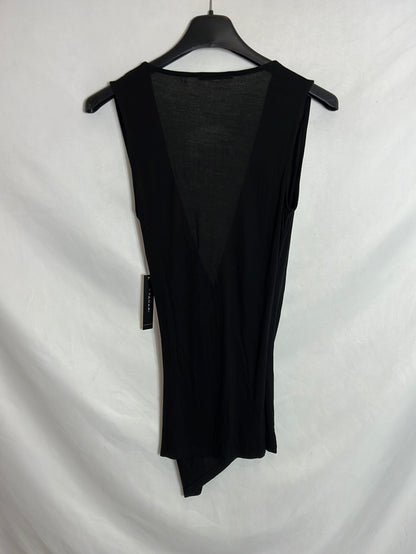TAHARI. Top negro fruncido. T XS