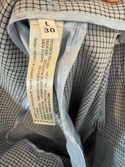 UTERQÜE. Pantalón azul claro cuadros