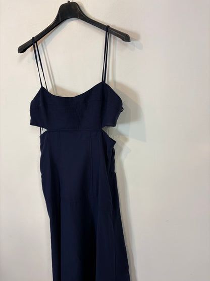 ZARA. Vestido largo azul aberturas