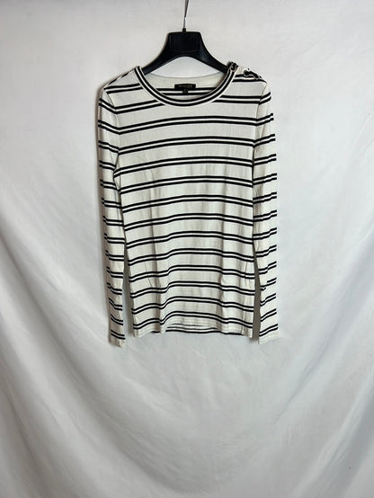 MASSIMO DUTTI. Jersey canalé rayas T.S