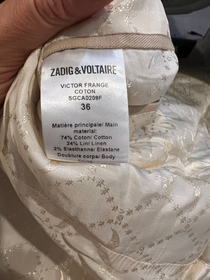 ZADIG&amp;VOLTAIRE. Beige fringed blazer T.36