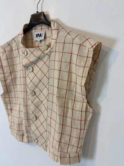 IPA. Conjunto pantalón y chaleco cuadros. T XS