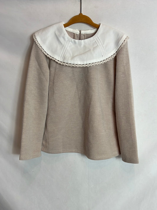ANCAR. Jersey punto beige cuello en crudo. T 5 Años