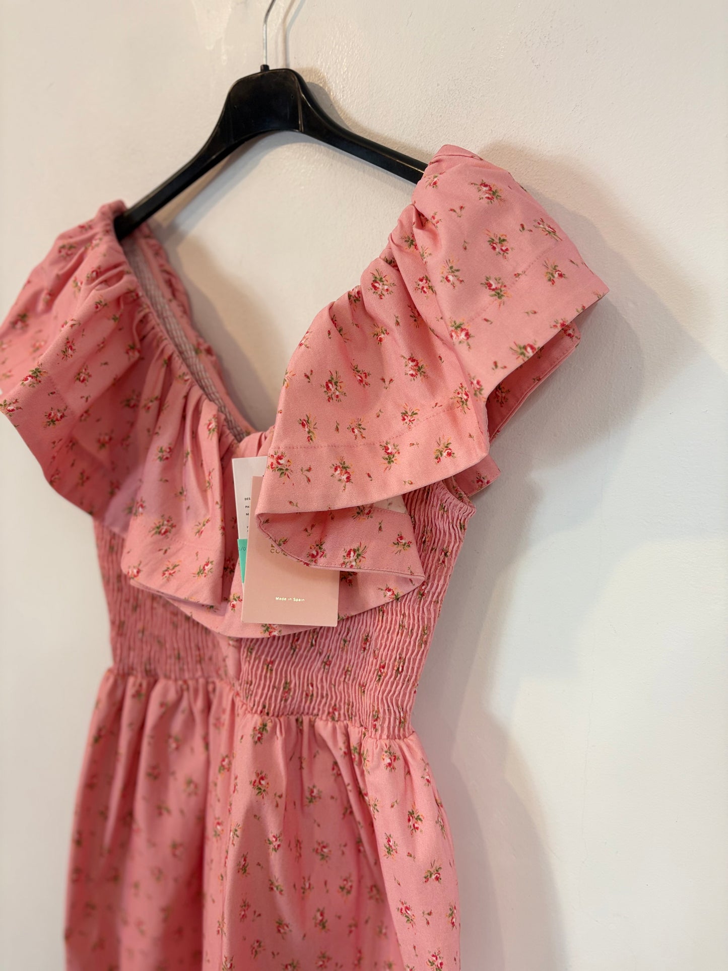 LAFOLIE. Vestido midi rosa volante