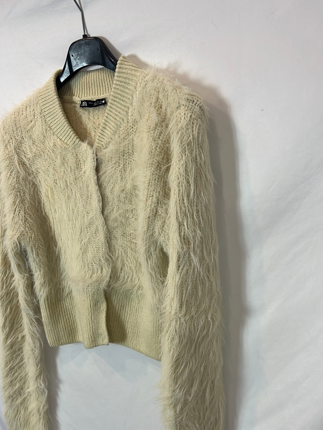 ZARA. Beige furry Ts sweater
