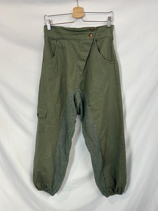 GITANNA. Double-textured green trousers Tm/l