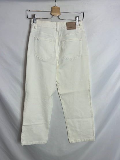 MASSIMO DUTII. Pantalón recto cropped beige claro. T 36