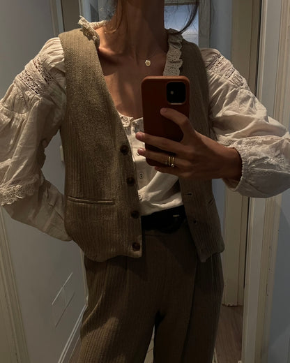 Chaleco espiga marrón T.s