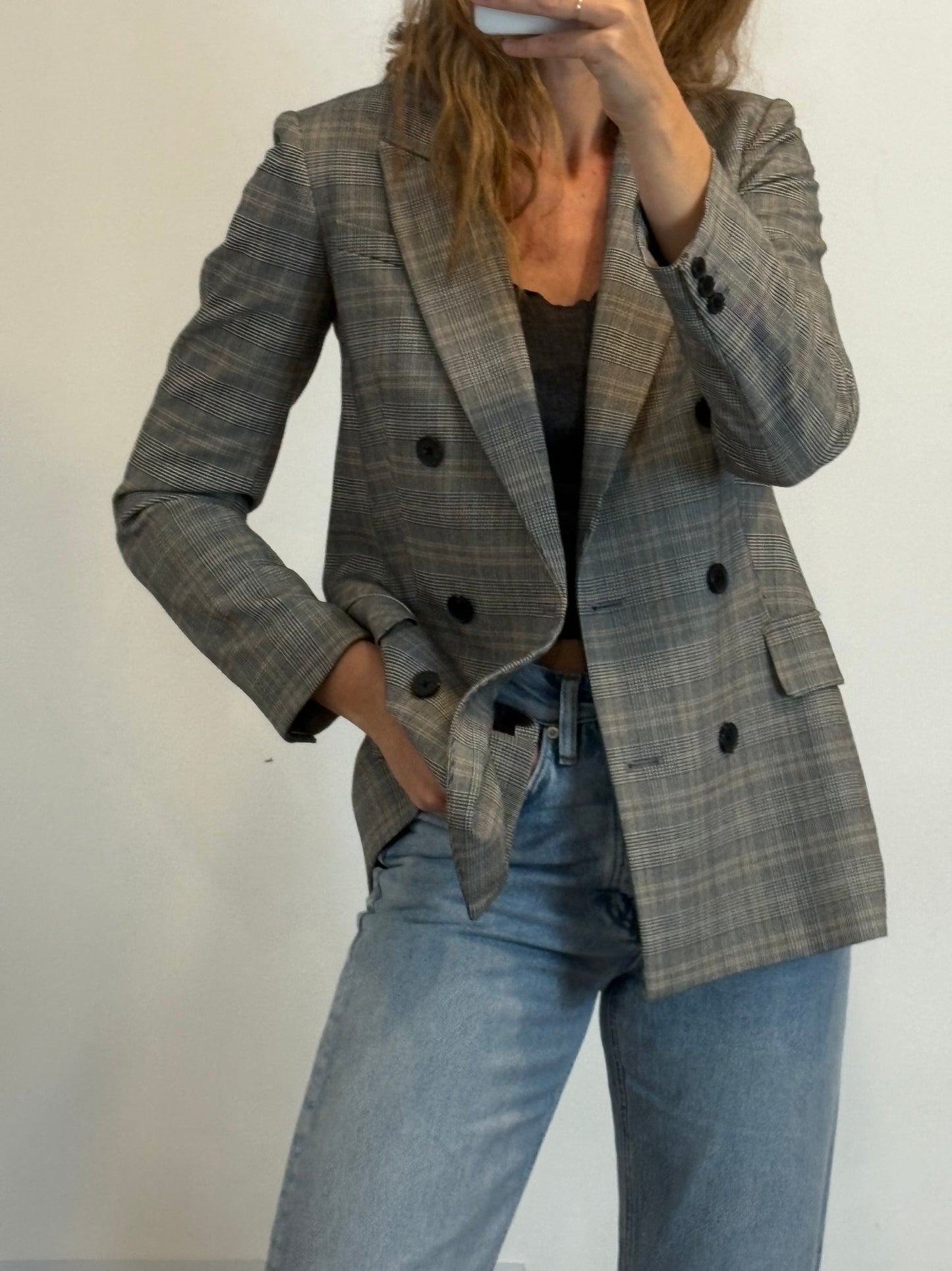 BABATON. Blazer cuadros tonos grises