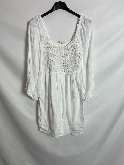 PULL&amp;BEAR. Short white double texture dress S.XS