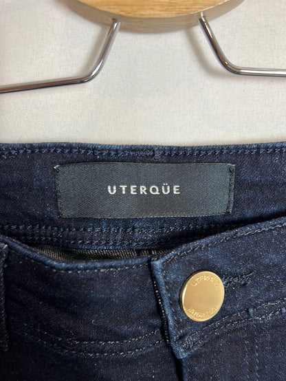 UTERQÜE. Pantalón denim volantes T.38