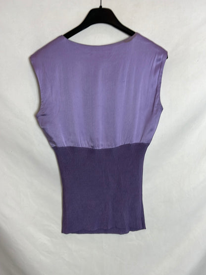 PEDRO DEL HIERRO. Purple double-textured top. TS