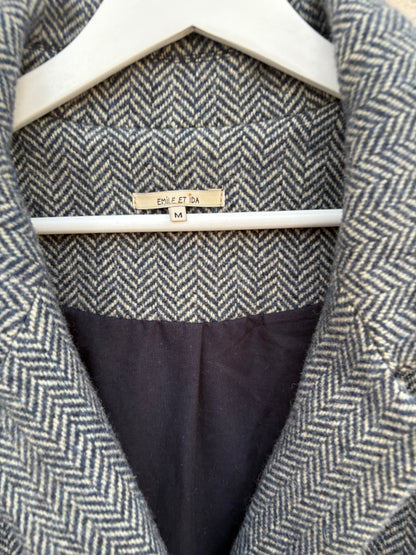 EMILE ET IDA. Chaqueta lana azul espiga