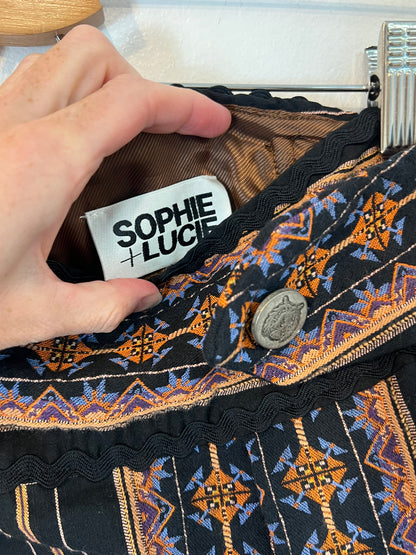 SOPHIE&LUCIE. Falda midi negra bordada T.38