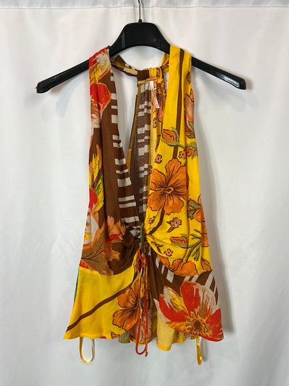 FREE PEOPLE. Top amarillo flores T.u(S)