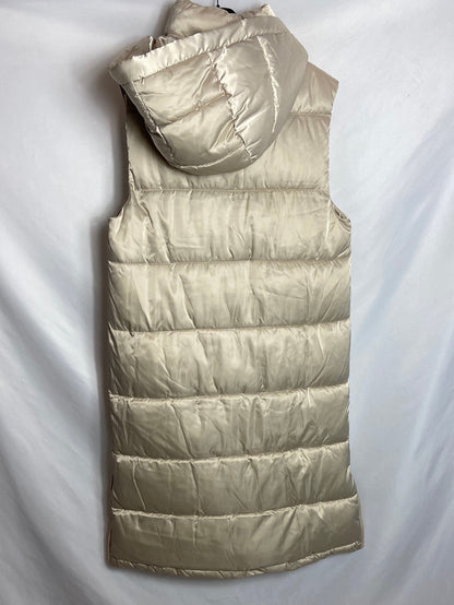 MASSIMO DUTTI. Chaleco largo beige satinado T.S