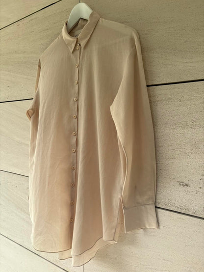 CORTANA. Camisa beige algodón ligero