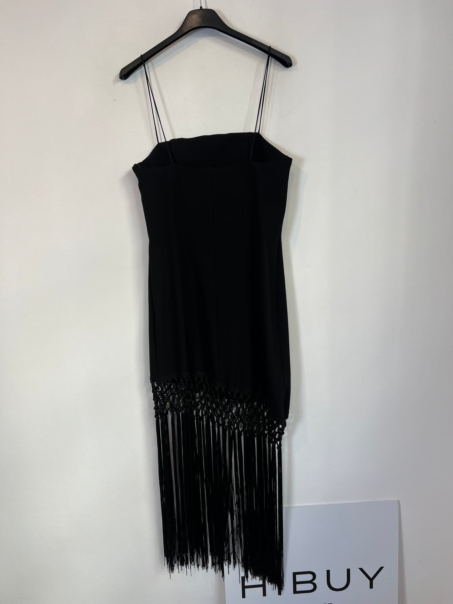 ZARA. Vestido negro flecos T.s