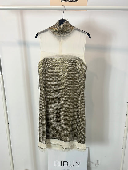 MALNE. Beige sequin dress T.38