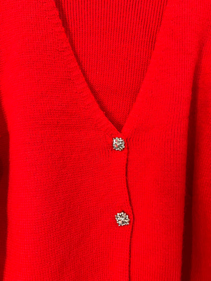 MANGO.Chaqueta punto roja botones joya