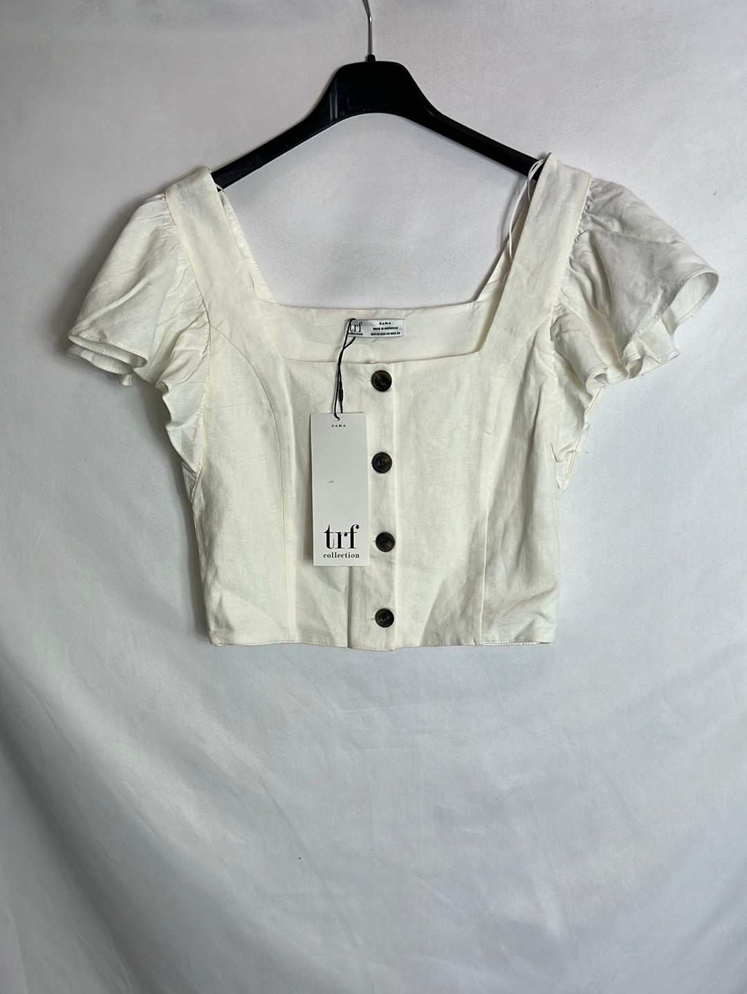 ZARA. Top blanco abotonado T.xs