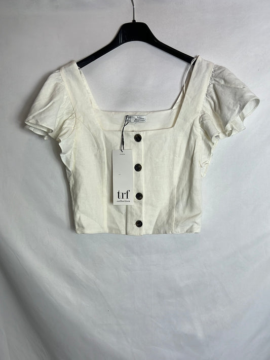 ZARA. Top blanco abotonado T.xs