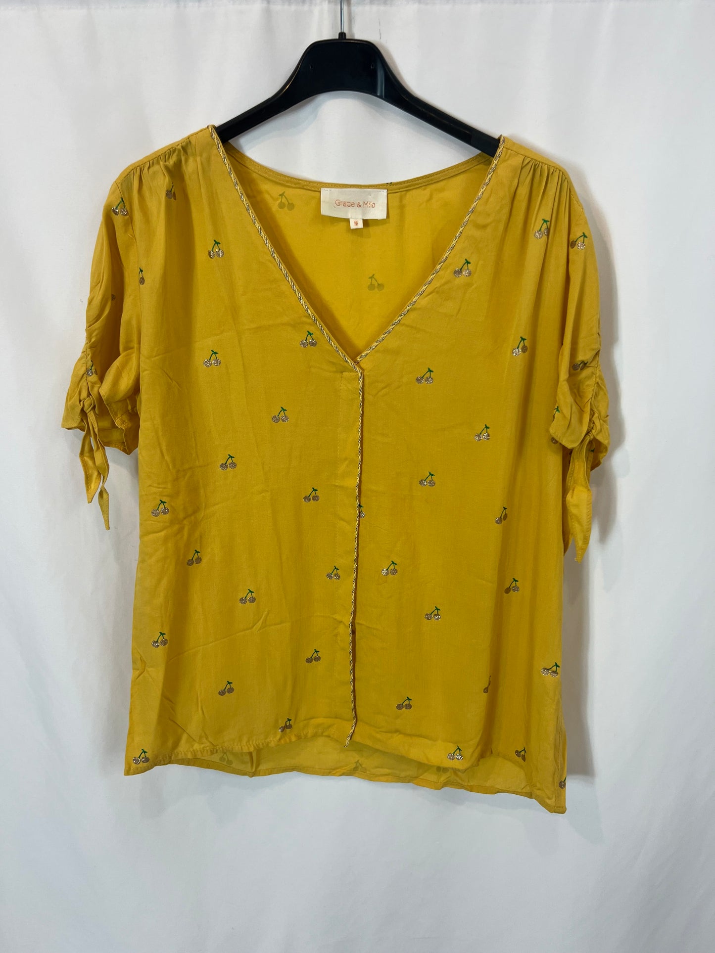GRACE&amp;MILA. Tm embroidered mustard blouse