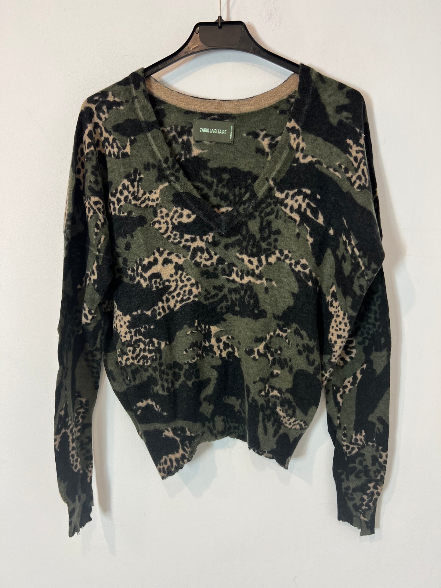 ZADIG&VOLTAIRE. Jersey estampado verdes lana. T S